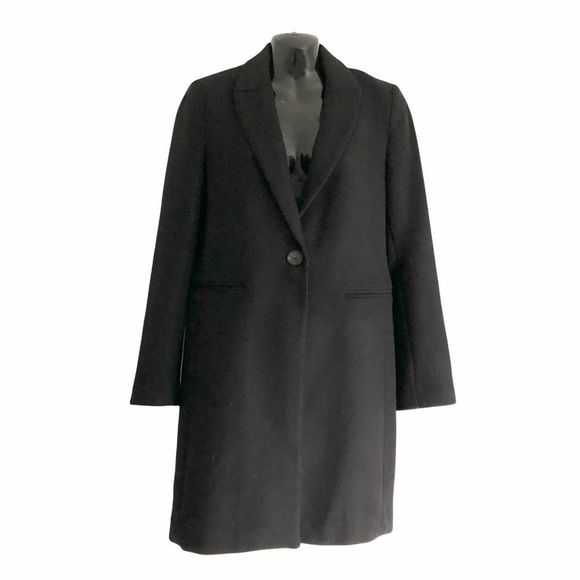 ZARA black wool over coat car length single button - Picture 1 of 10
